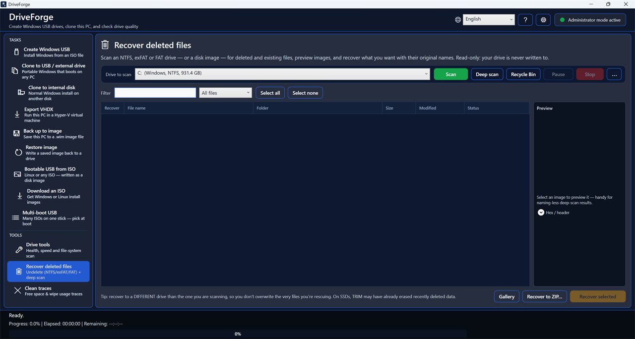 Recovering deleted files with undelete and deep scan